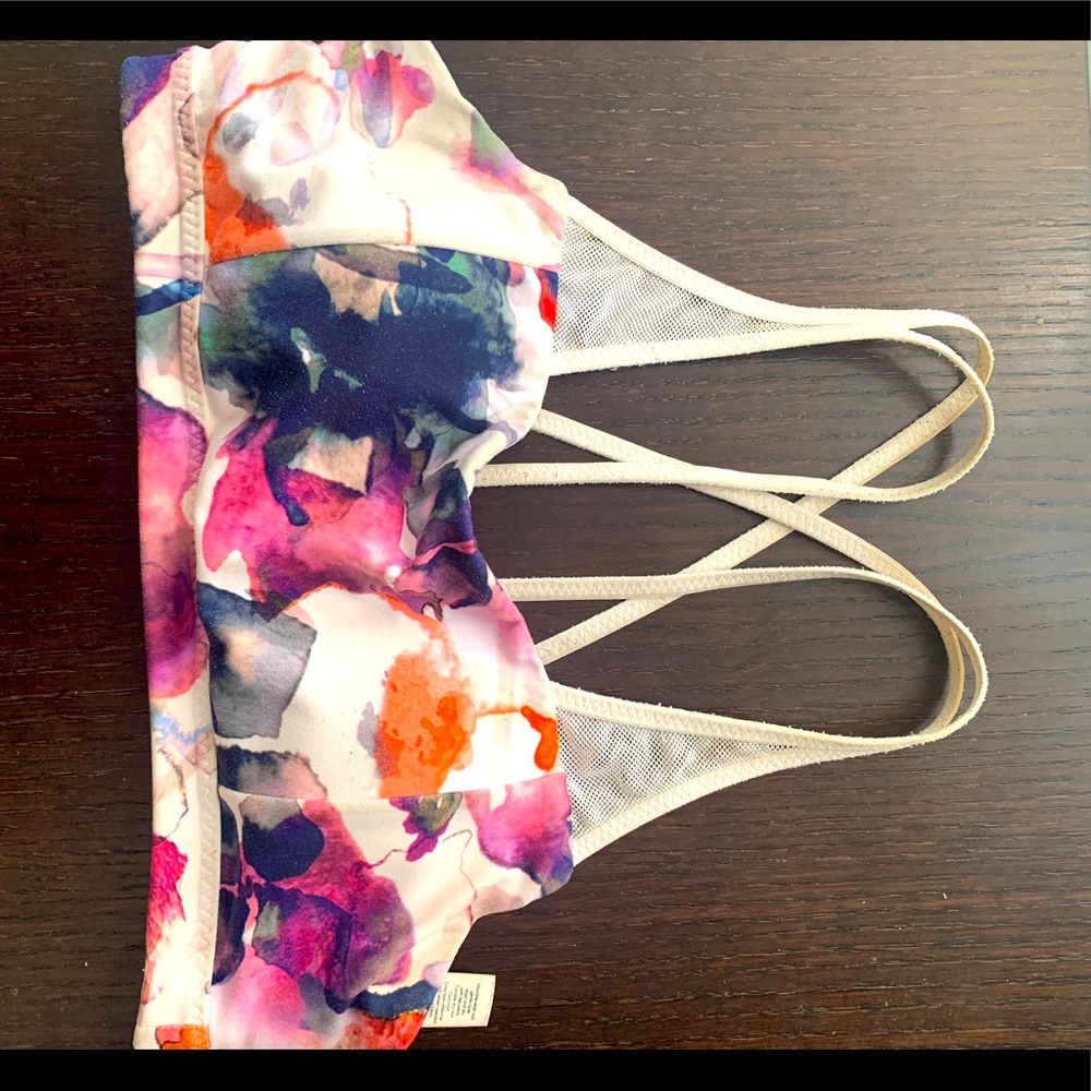 Athleta floral white yoga light impact bra
